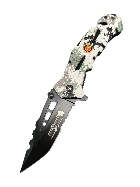 Navaja de Rescate Razor Tactical Camuflaje Pixel Verde RT-7069MA
