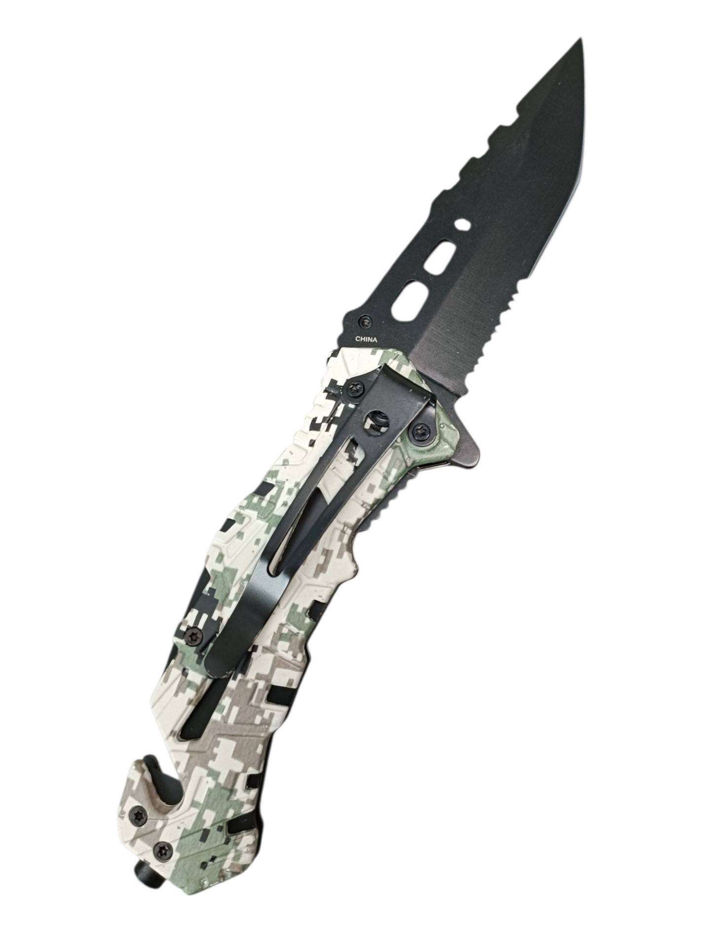 Navaja de Rescate Razor Tactical Camuflaje Pixel Verde RT-7069MA