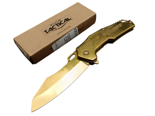 Navaja Táctica Semiautomática Razor Tactical Dorada RT-7112GD